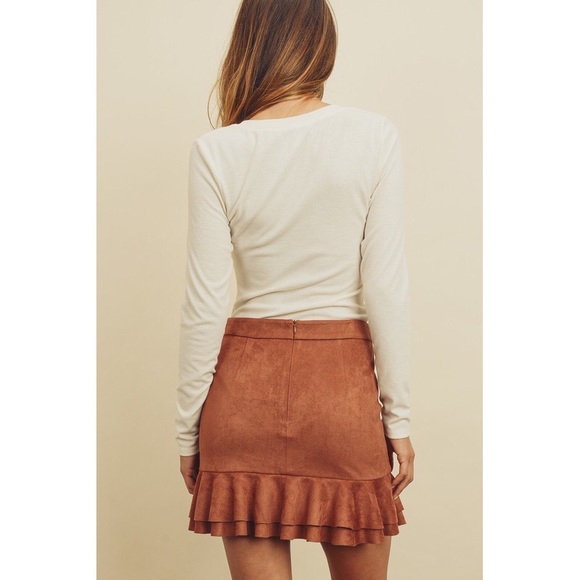PREVIEW Vegan Suede Call You Mine Rust Mini Skirt - Picture 4 of 8